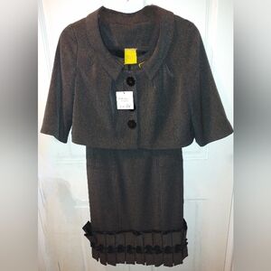 NWT 2 PC AYSHA SAEED GRAY STACY DRESS & MATCHING FERN JACKET SZ 2